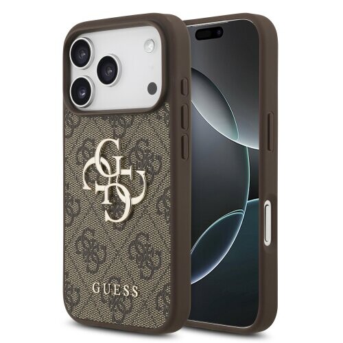 Guess PU 4G Metal Logo Zadní Kryt pro iPhone 17 Pro Brown