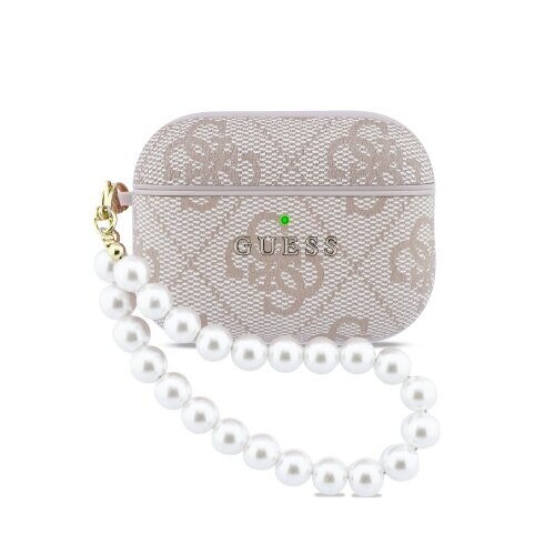 Guess PU 4G Classic Logo Pearl Strap Pouzdro pro AirPods Pro 3 Pink