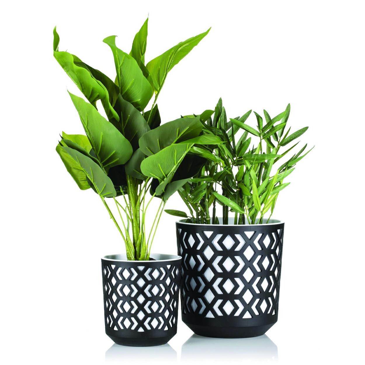 Sada 2 ks květináčů Etnic bílo-černá