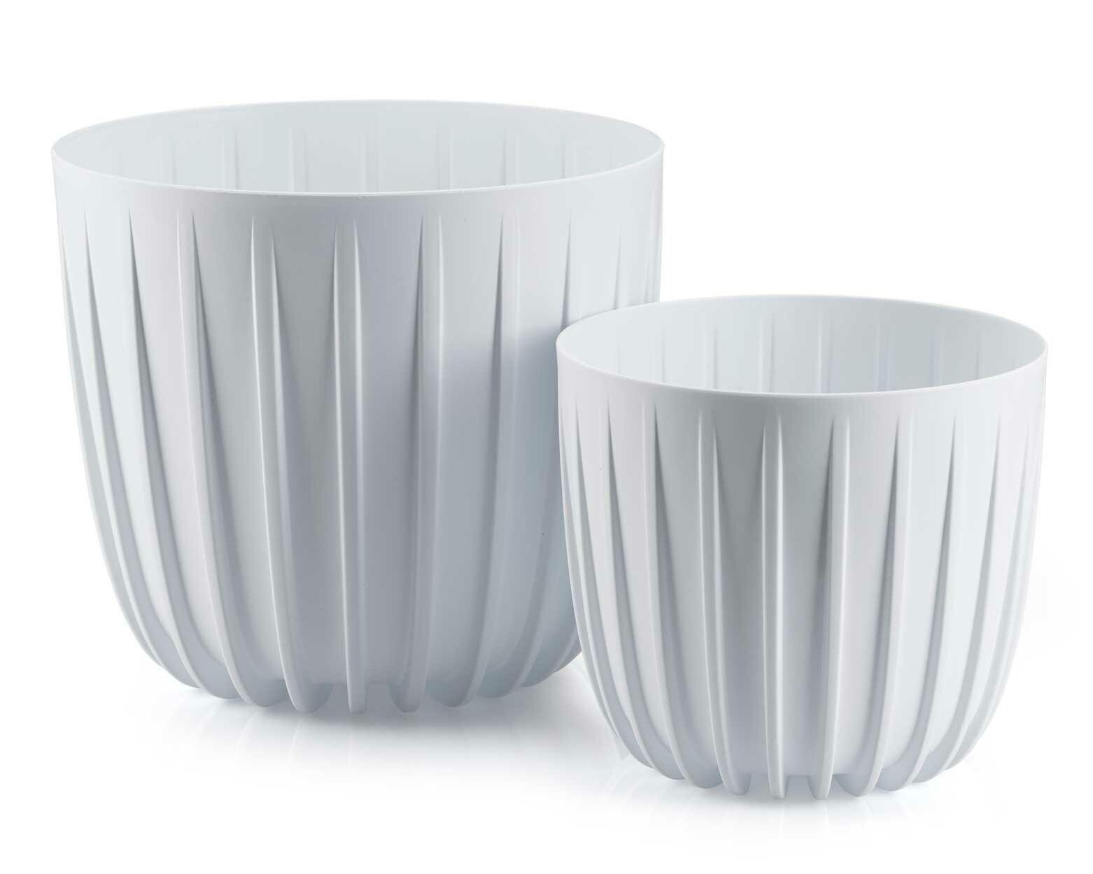 Sada 2 ks květináčů Stripped Eco bílá
