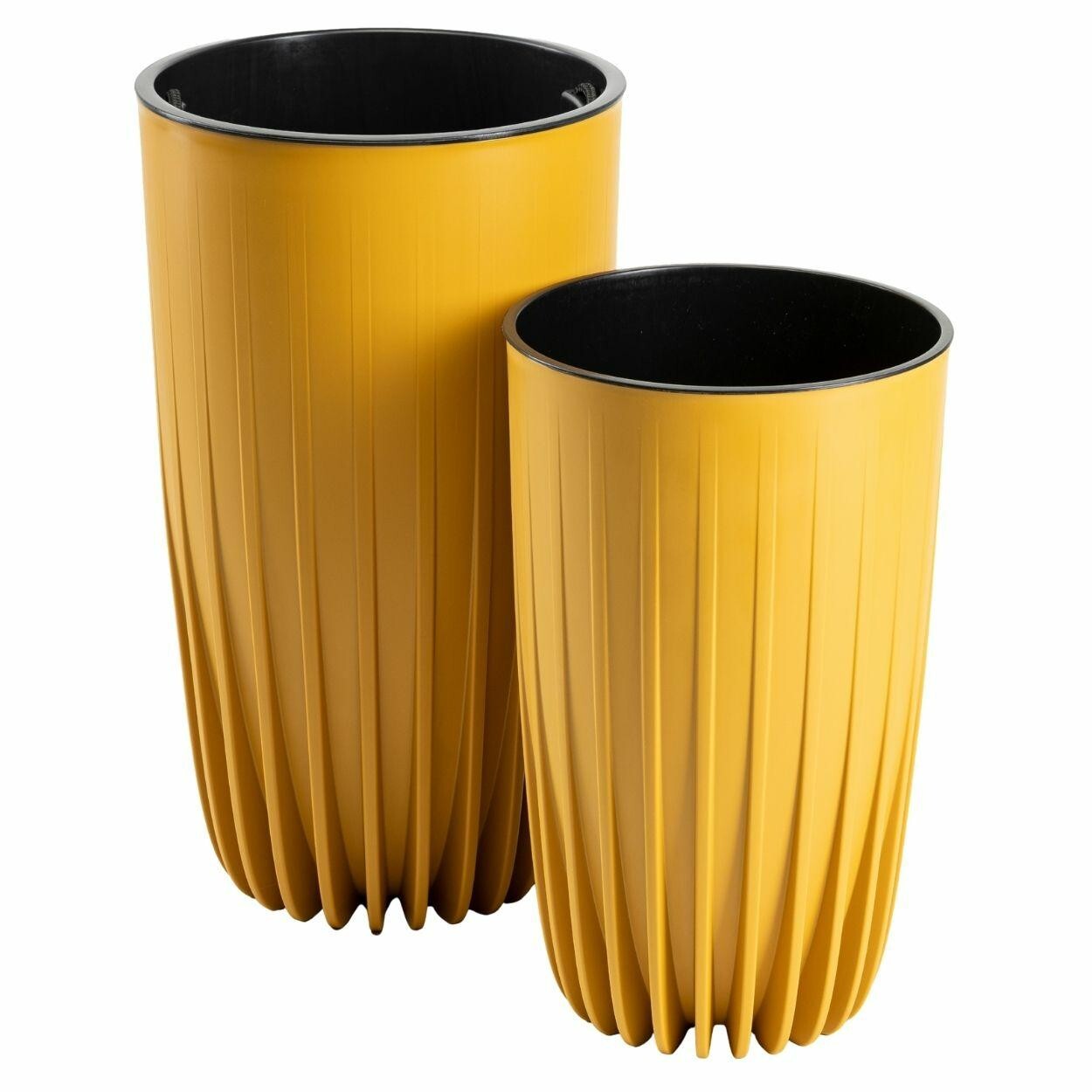 Sada 2 ks květináčů Stripped Eco hořčicová