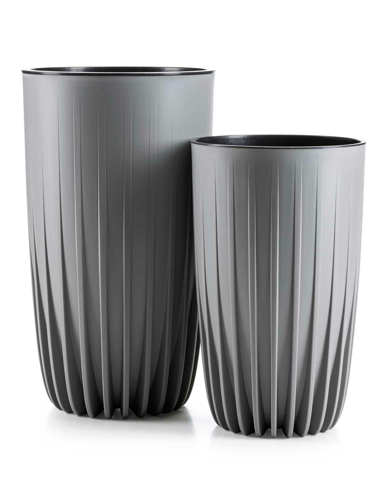Sada 2 ks květináčů Stripped Eco šedá