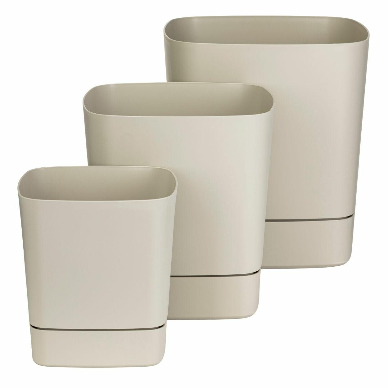 Sada 3 ks květináčů s podmiskou Cubi béžová