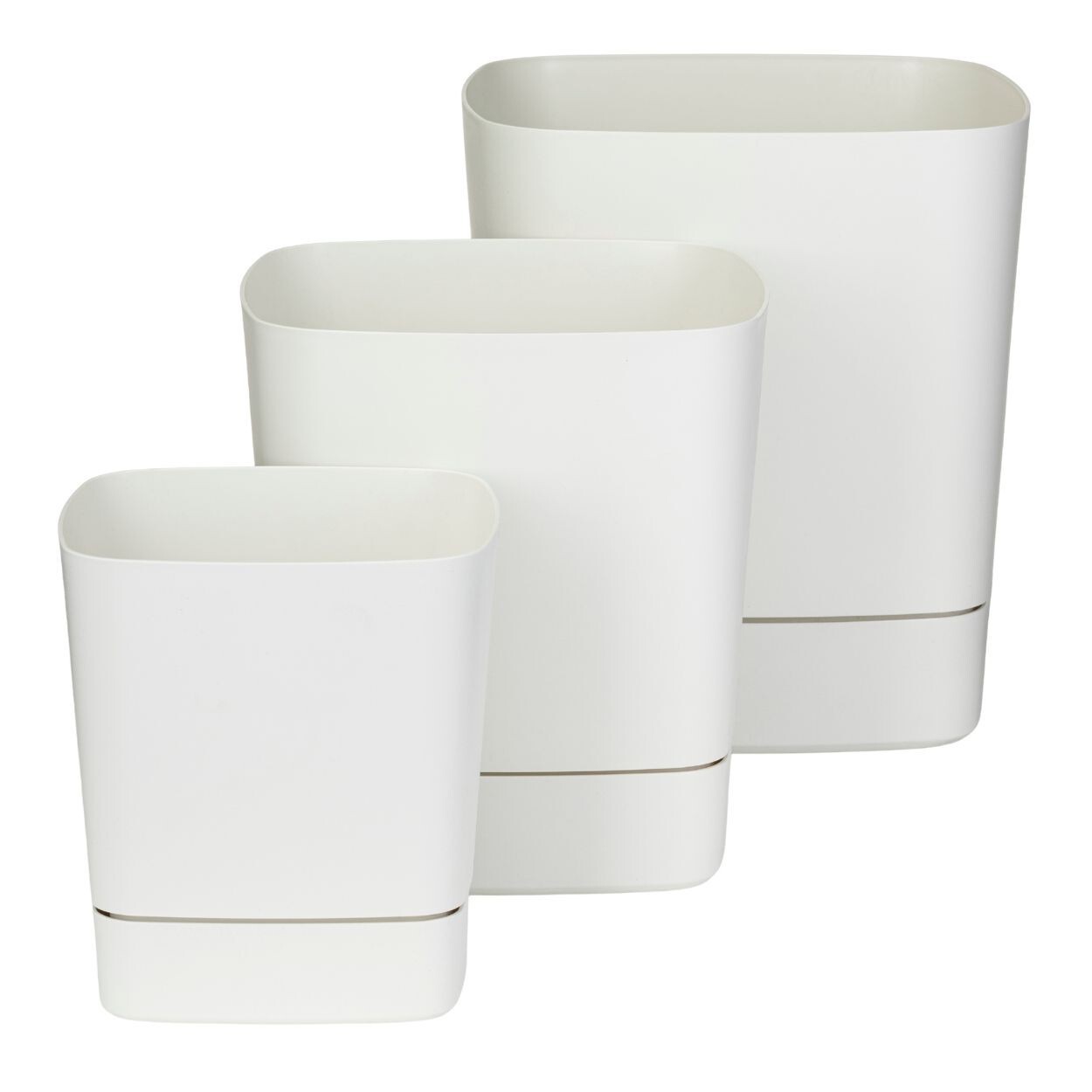 Sada 3 ks květináčů s podmiskou Cubi krémová