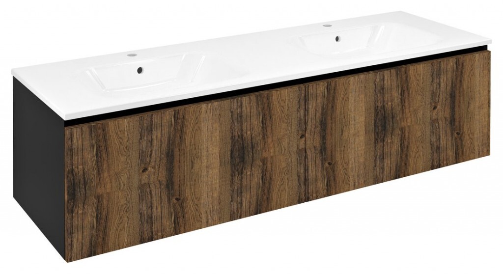 SAPHO - LOREA skrinka 160x46x51,5cm (80+80cm), dub collingwood/čierna matná LE080-1935-03