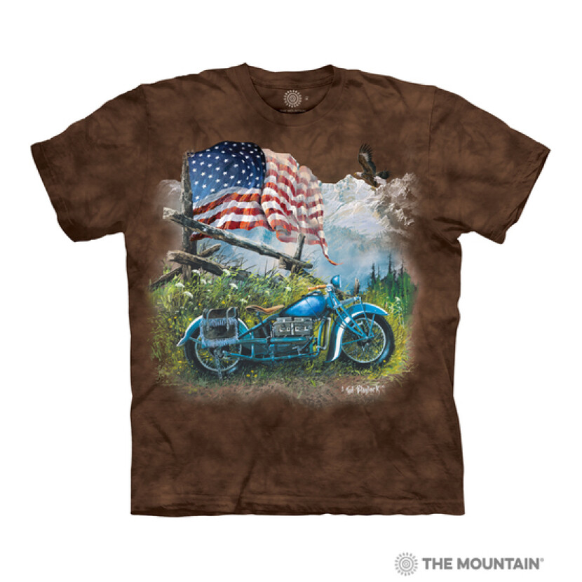 Tričko unisex The Mountain Biker Americana - hnedé, S