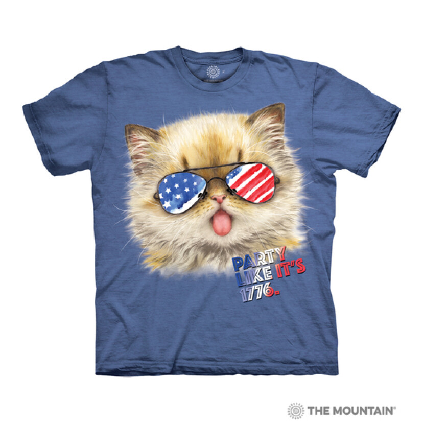 Tričko unisex The Mountain Party Like Its 1776 (mačka) - modré, M