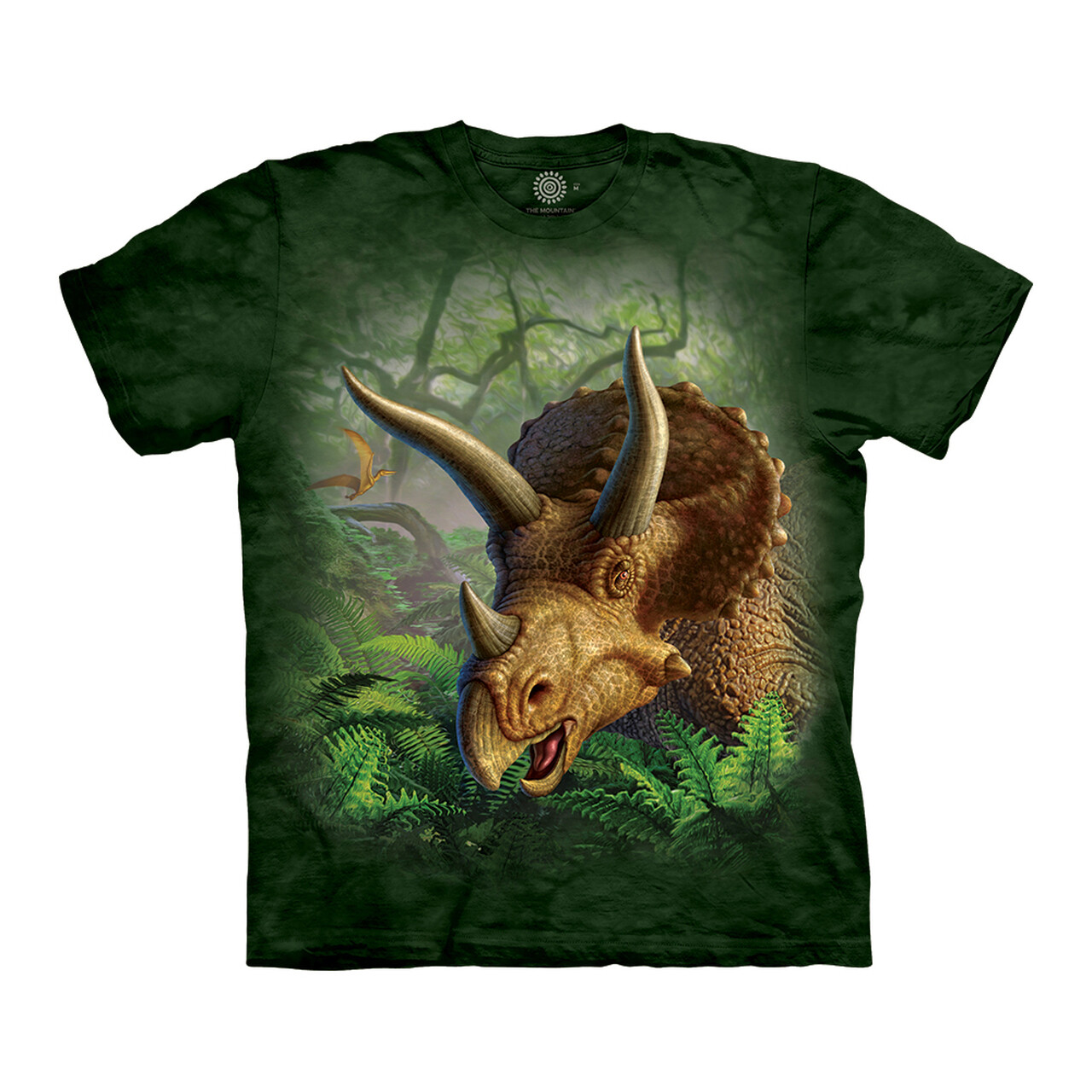 Tričko unisex The Mountain Wild Triceratops Portrait (dinosaur) - zelené, XXL