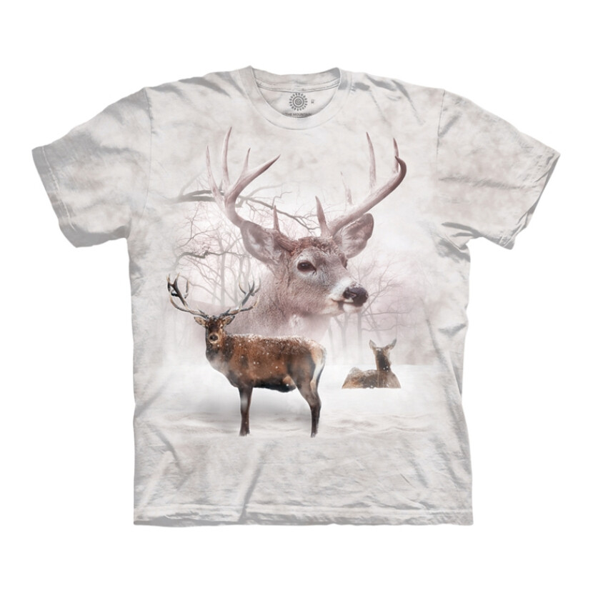 Tričko unisex The Mountain Wintertime Deer (jelene) - biele, 3XL