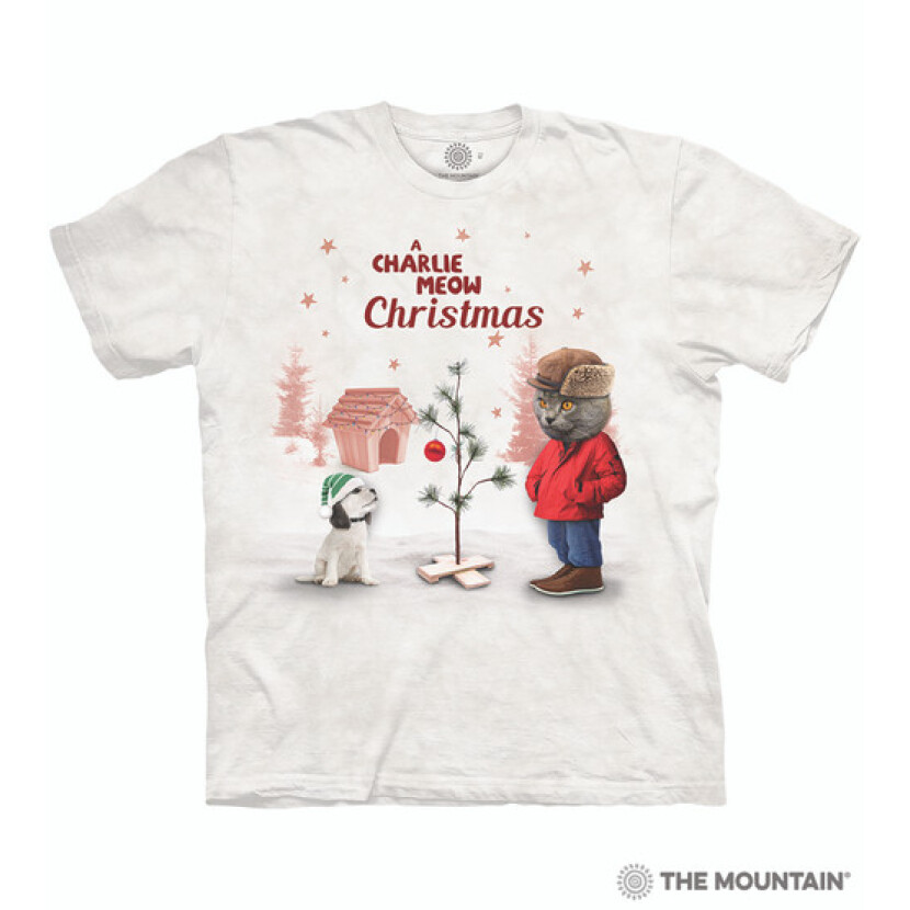 Tričko unisex The Mountain Charlie Meow (mačka) - biele, S