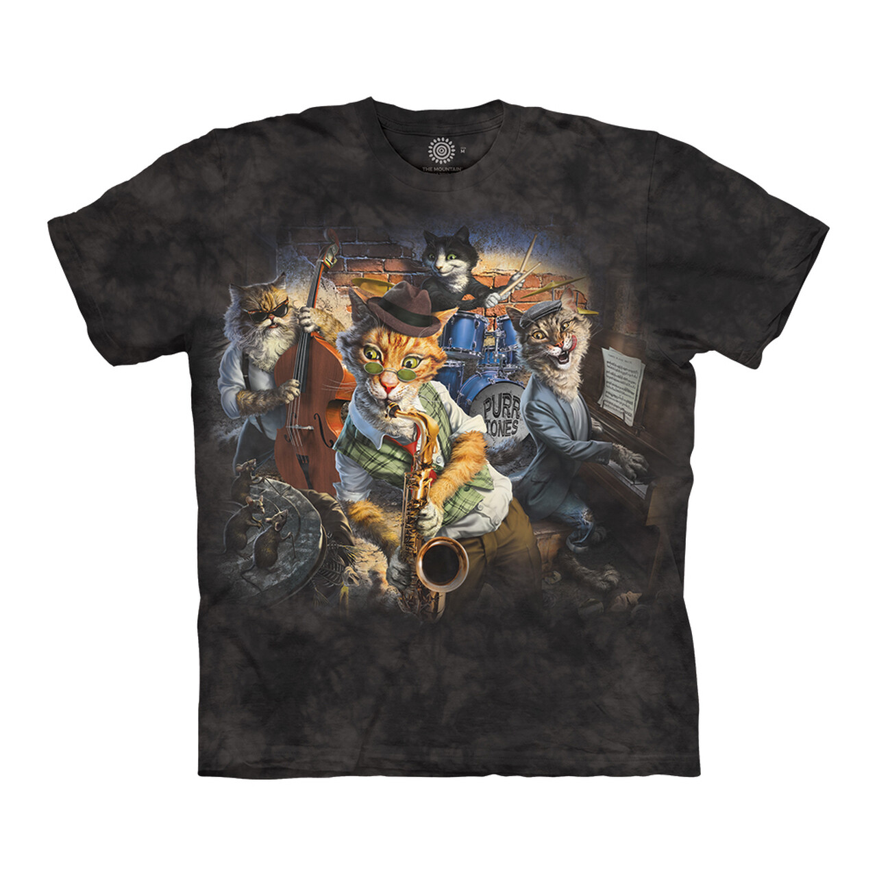 Tričko unisex The Mountain 3 Blind Mice (mačky) - čierne, 3XL