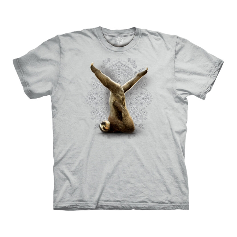 Tričko unisex The Mountain Ardha Sarvangasana Sloth (lenochod) - sivé, 3XL
