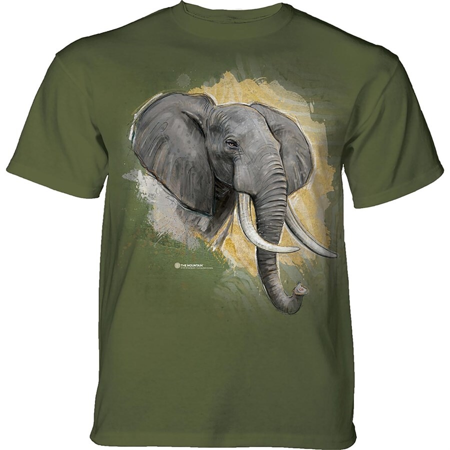 Tričko unisex The Mountain Modern Safari Elephant (slon) - olivové, 3XL