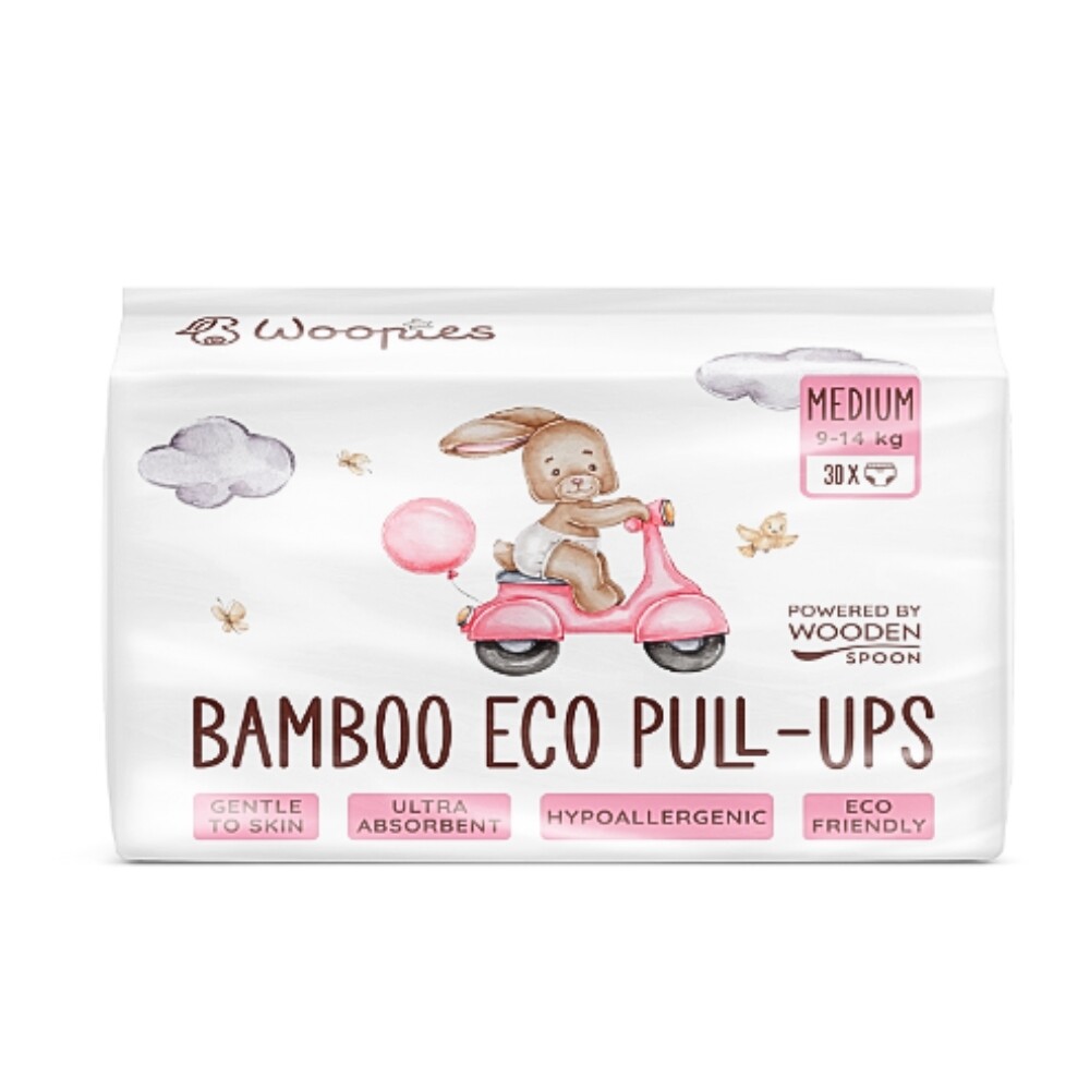 Woopies detské EKO plienkové nohavičky (9-14kg) Pull-ups Wooden Spoon Medium 30ks