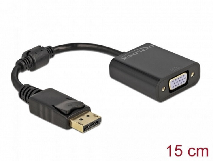 Delock Adaptér DisplayPort 1.2 samec na VGA samica pasívna čierna