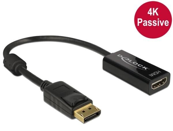 Delock Adaptér Displayport 1.2 samec > HDMI samica 4K pasívny čierny