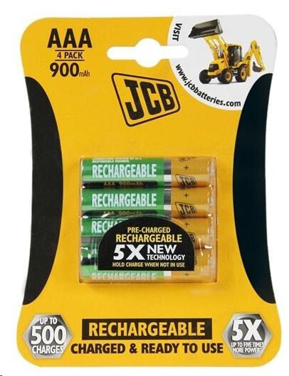 JCB RTU NiMH AAA/R03, 900mAh, prednabitá, blister 4 ks