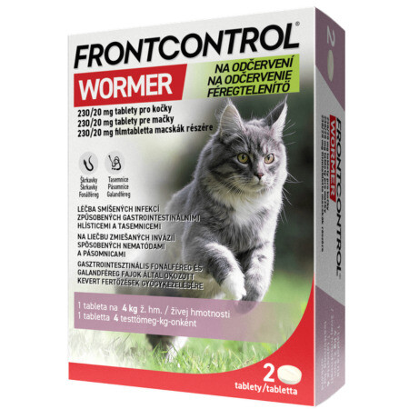 FRONTCONTROL Wormer tablety na odčervenie pre mačky 2 ks