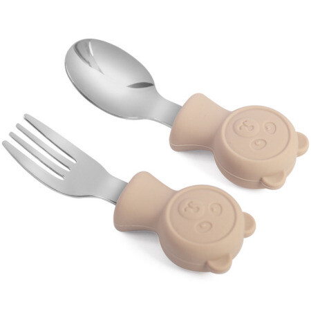 MARTONS Detský príbor lyžička a vidlička bear amina peach set set