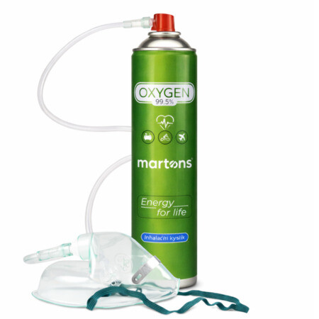 MARTONS Oxygen inhalačný kyslík fľaša s maskou + maska s hadičkou 750 ml 1 x 1 set
