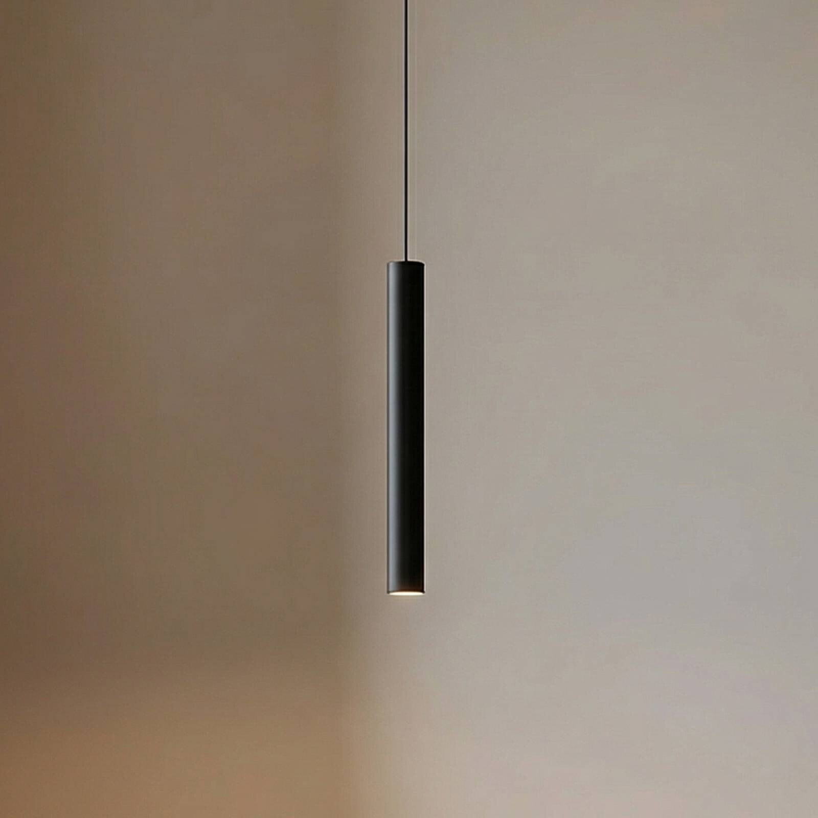 Lindby LED závesné svietidlo Lumaro, čierne, 27 cm, 48 V, stmievateľné