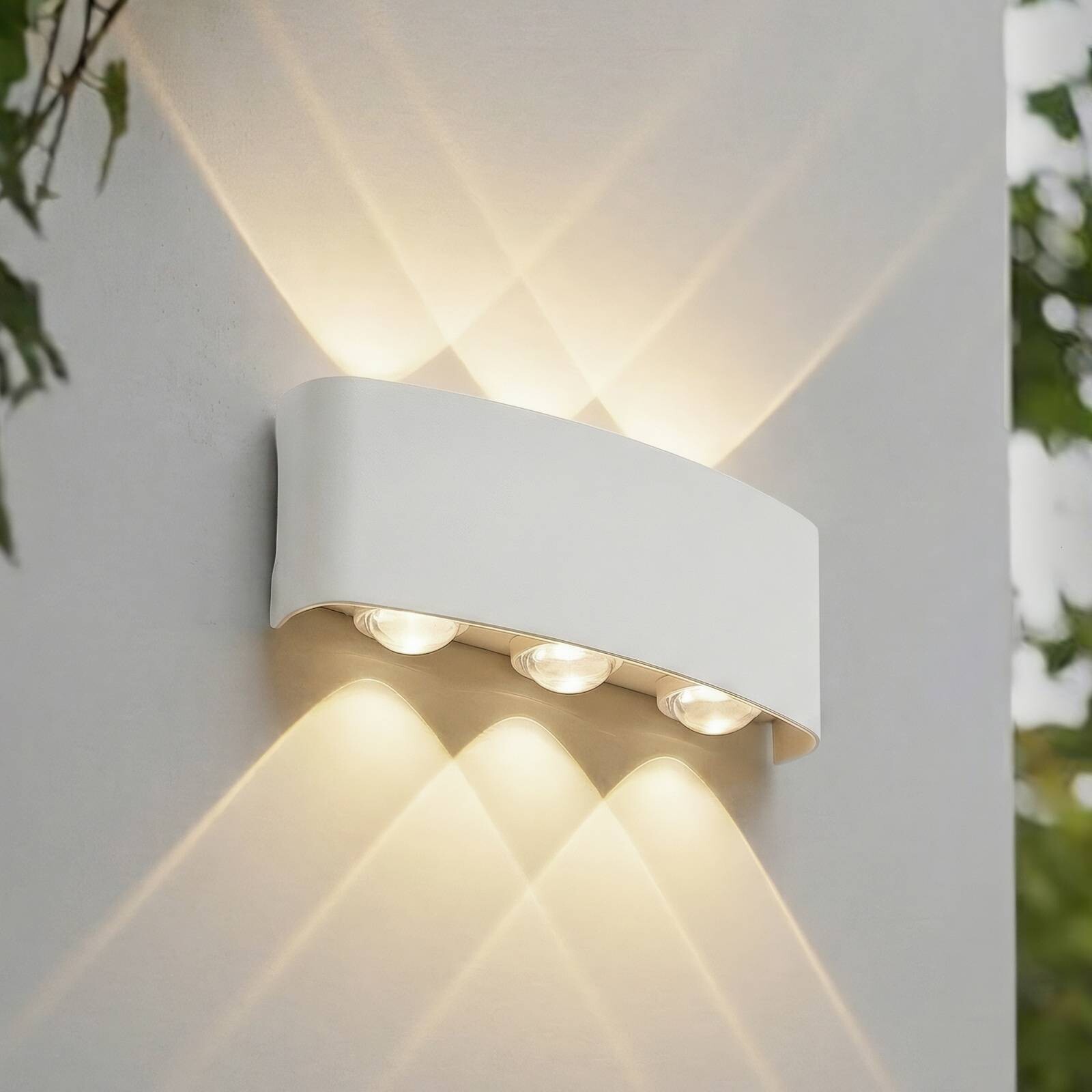 Lindby LED vonkajšie nástenné svietidlo Ithan, 3-pl., biele, 17 cm
