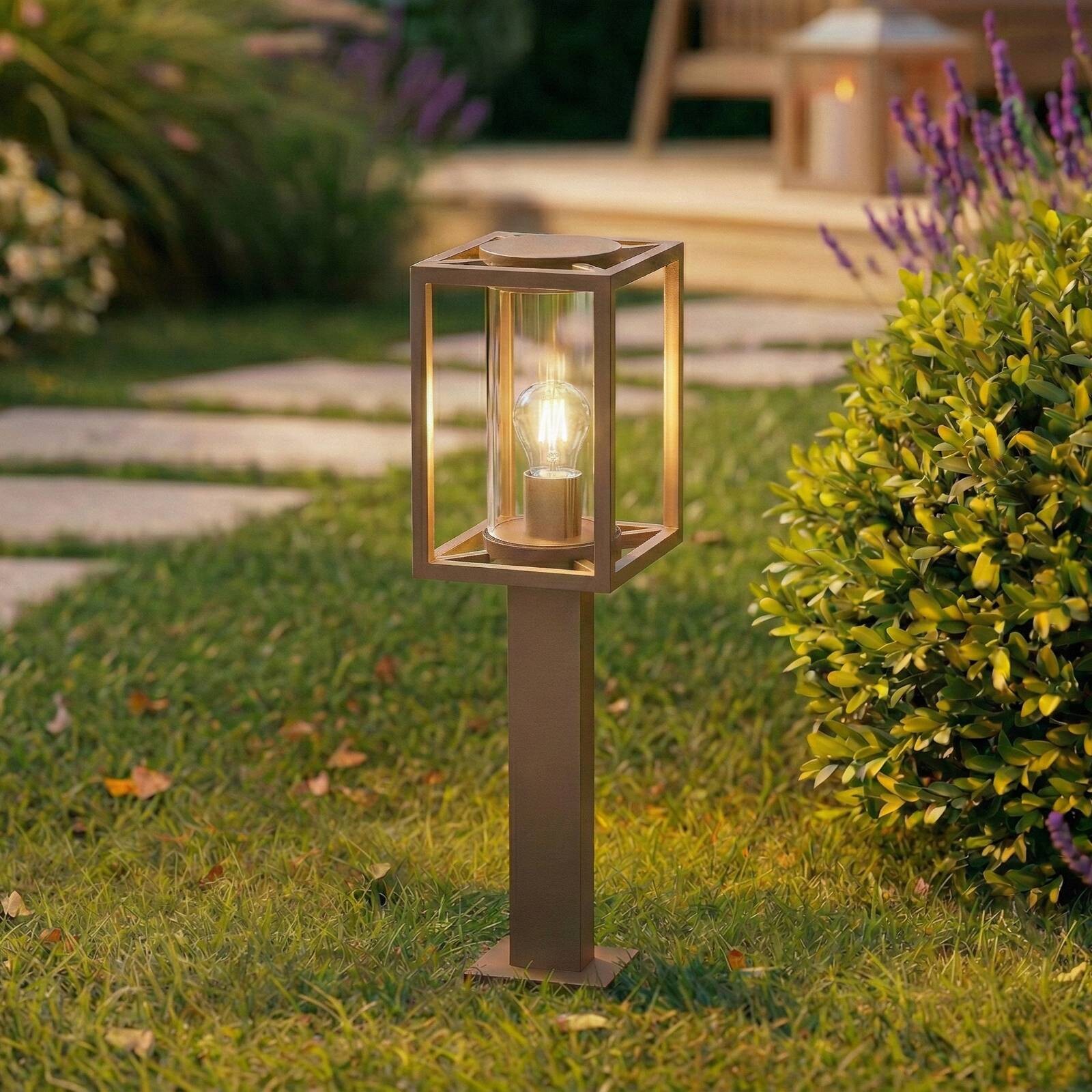 Lucande chodníkové svetlo Ferda, 60 cm, hnedé, IP44