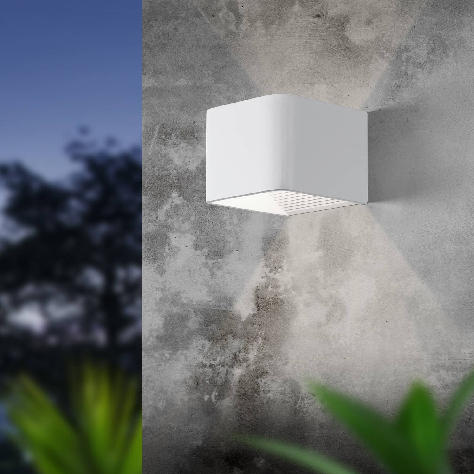 LED vonkajšie nástenné svietidlo Doninni 1, biela, šírka 13 cm, 2-pl.