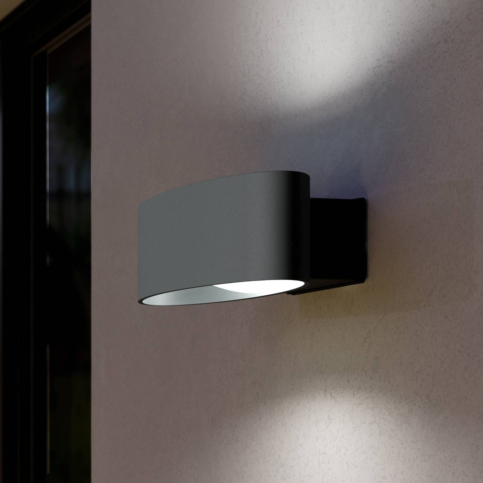 LED vonkajšie nástenné svietidlo Chinoa, antracitová, šírka 27 cm, kov