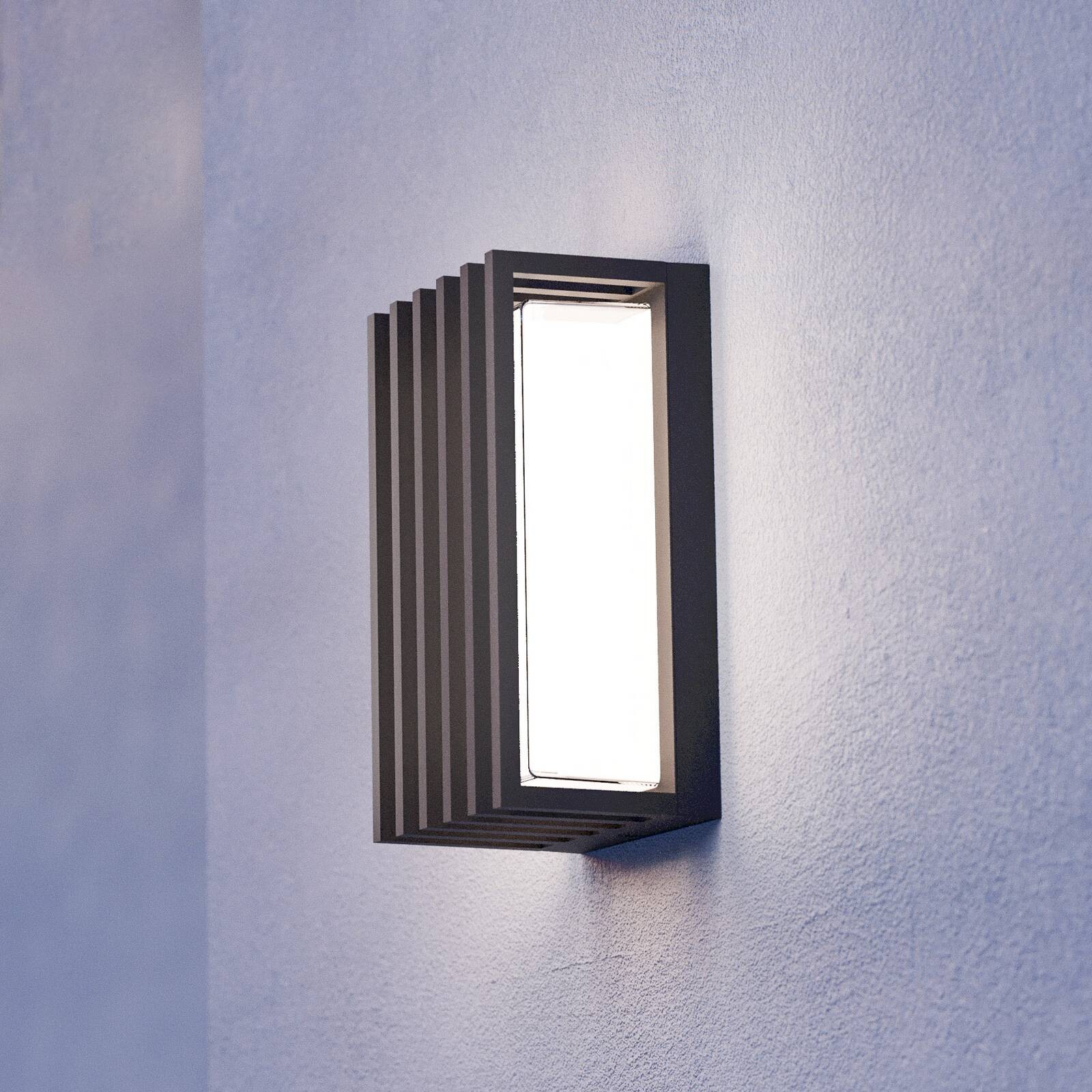 LED vonkajšie nástenné svietidlo Genovese, čierna, výška 24 cm, kov