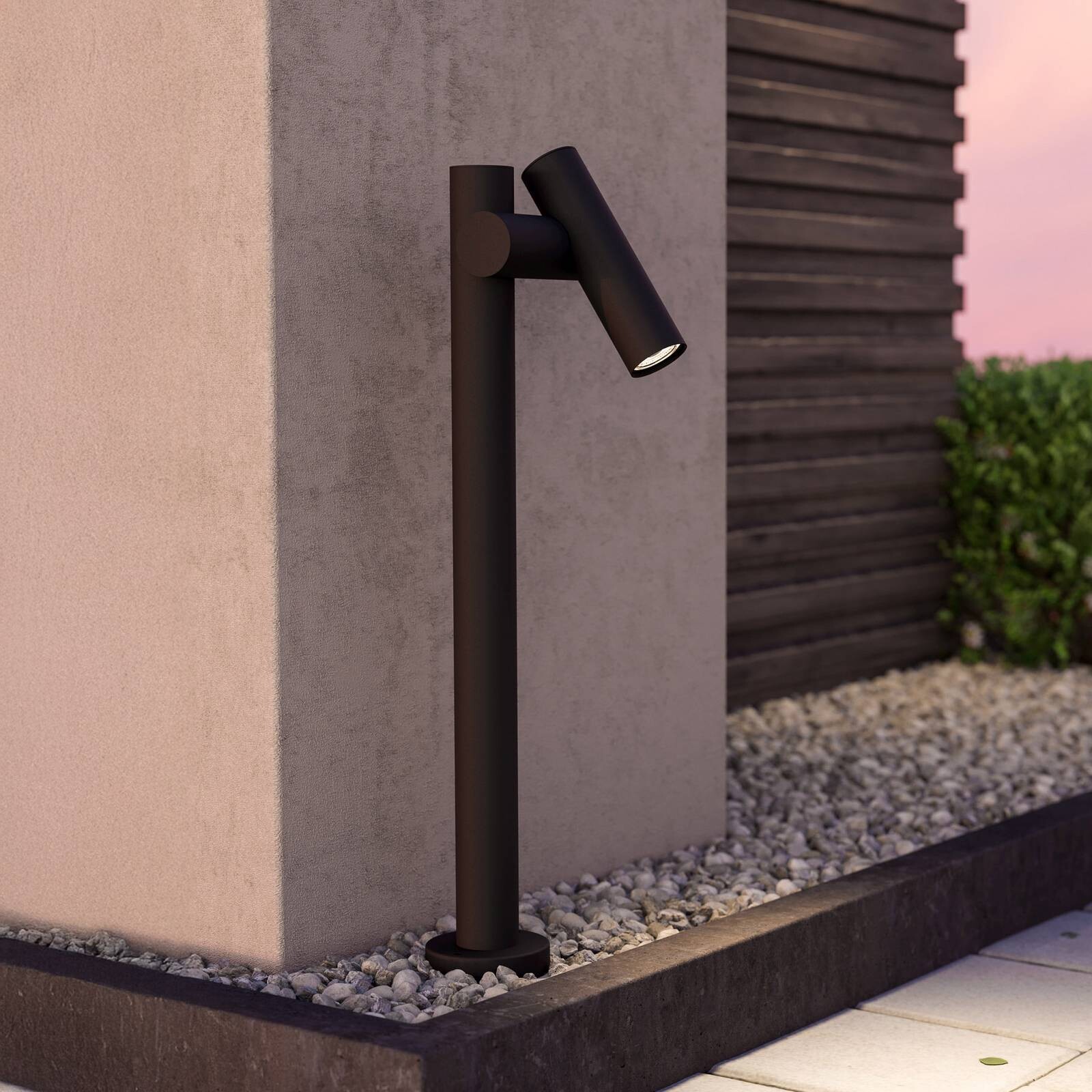 Chodníkové LED svetlo Fossignano, výška 70 cm, čierne, kovové, 2-pl.