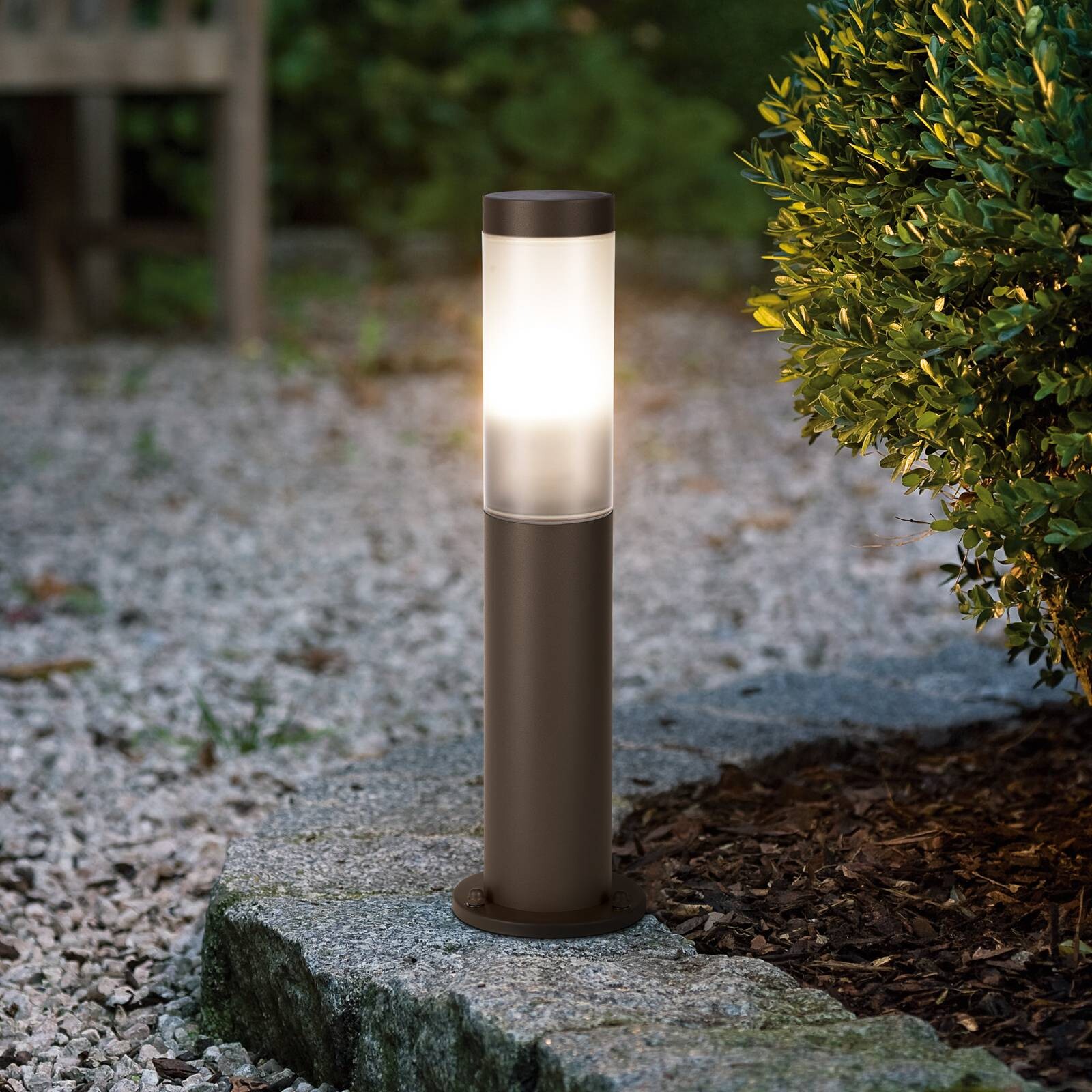 Stojanová lampa Helsinki, hrdzavohnedá, výška 45 cm, nerezová oceľ, senzor