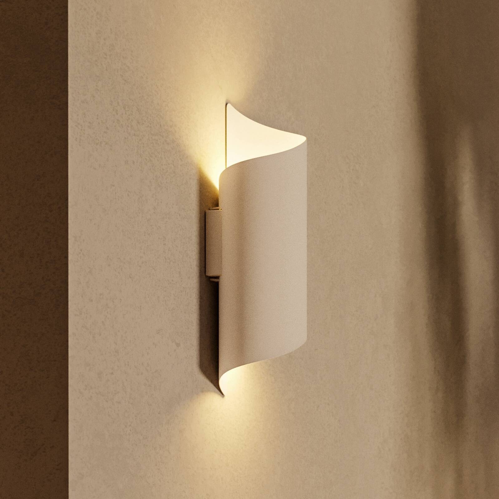 LED vonkajšie nástenné svietidlo Montarello, biela, výška 27 cm, kov