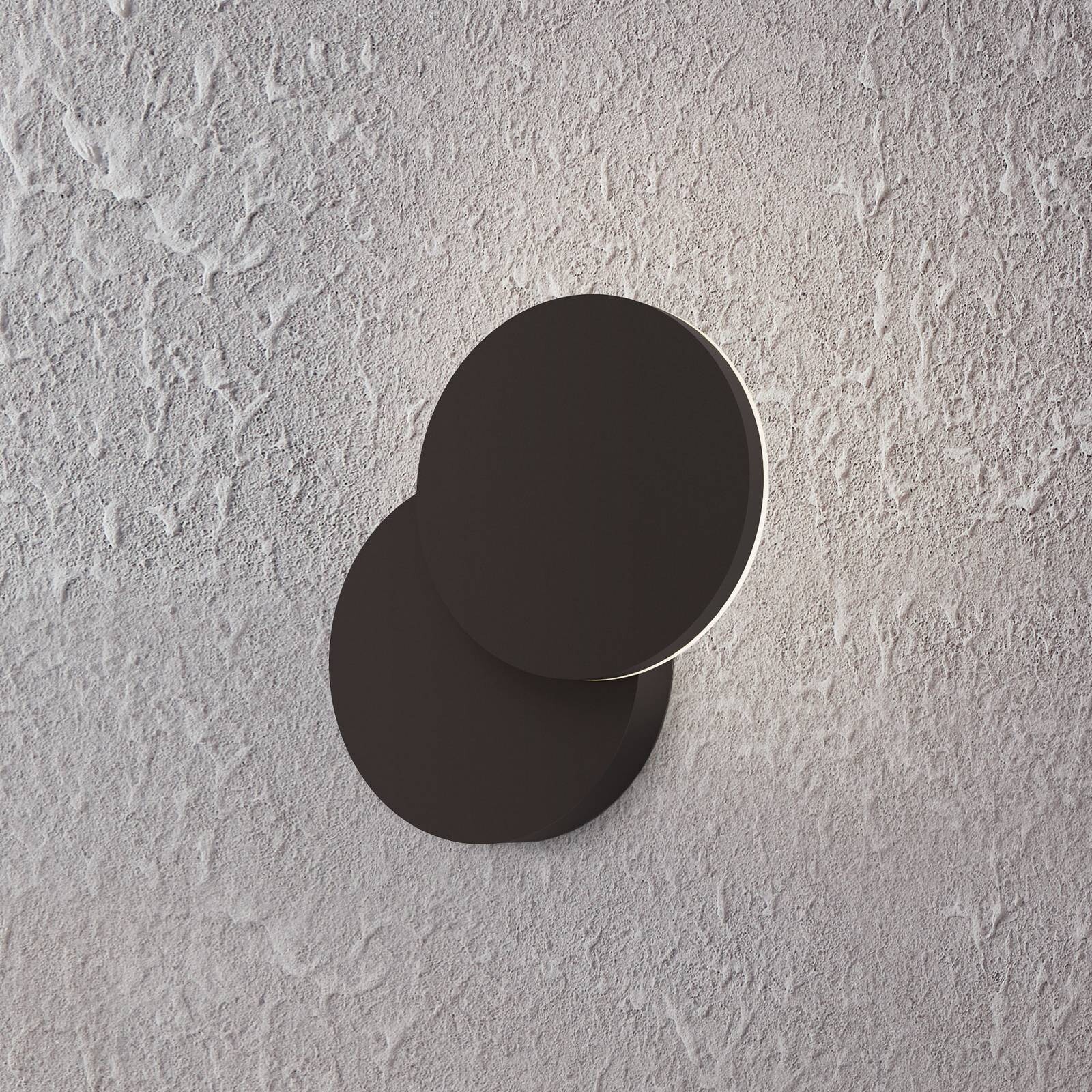 LED vonkajšie nástenné svietidlo Pedersano, čierna, Ø 14 cm, kov