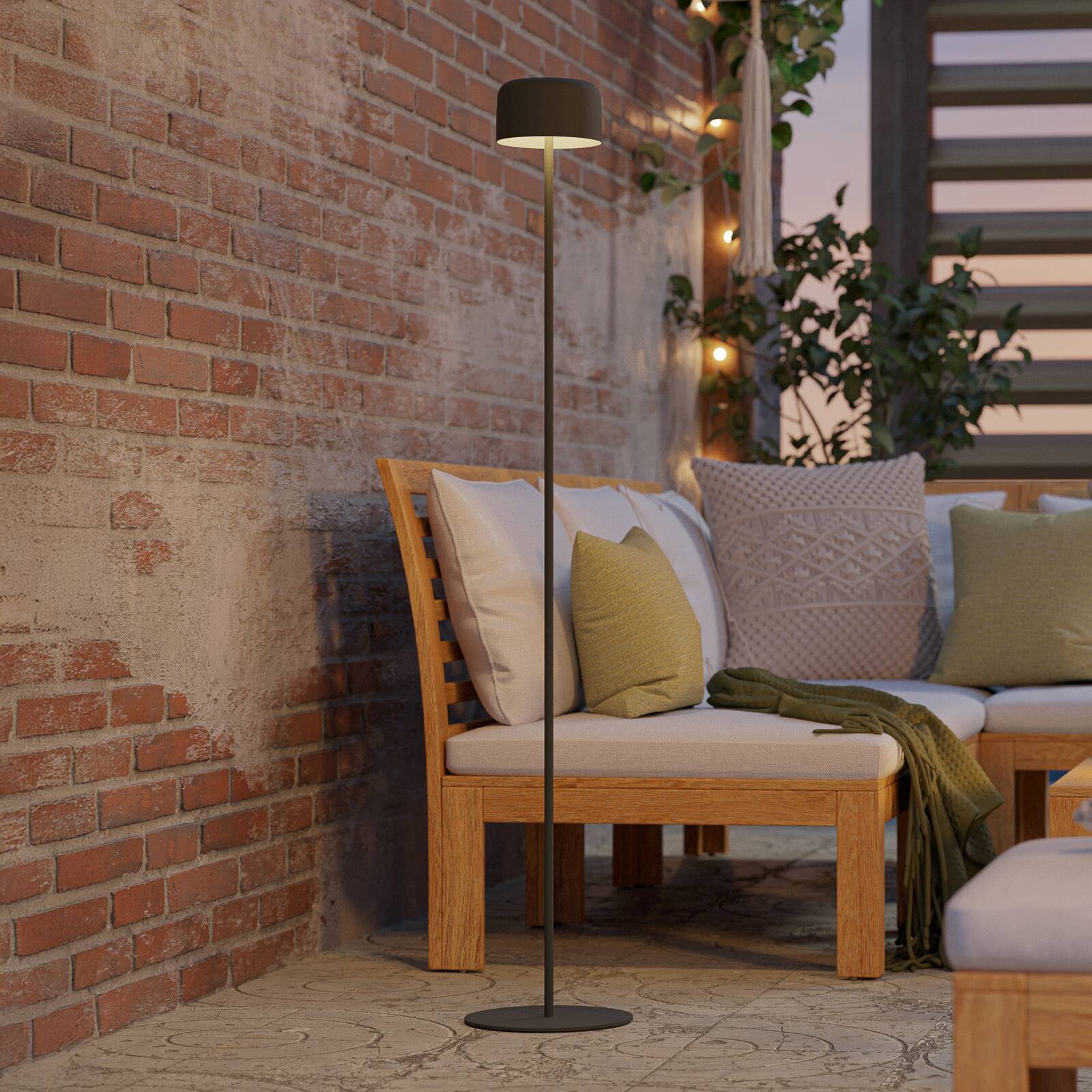 Solárna LED terasa lampa Roccanova-L, zelená, výška 120 cm