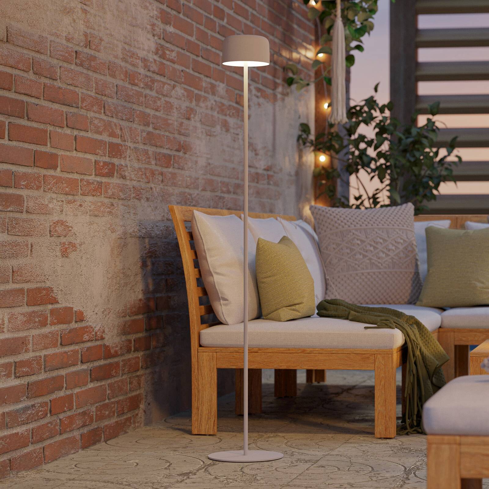Solárna LED terasa lampa Roccanova-L, biela, výška 120 cm
