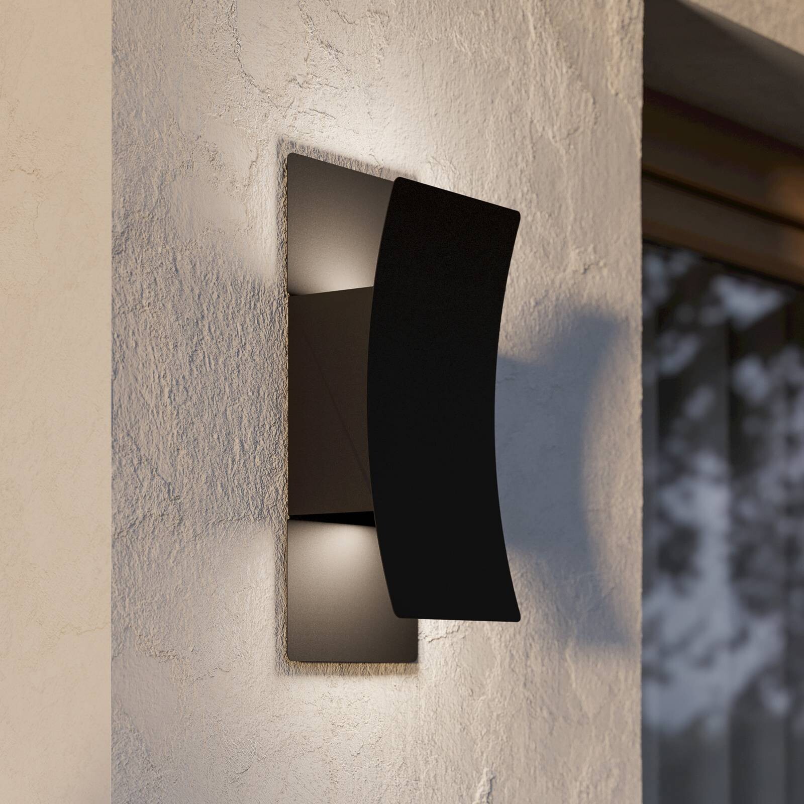 LED vonkajšie nástenné svietidlo Verdolino, čierna, výška 28 cm, kov
