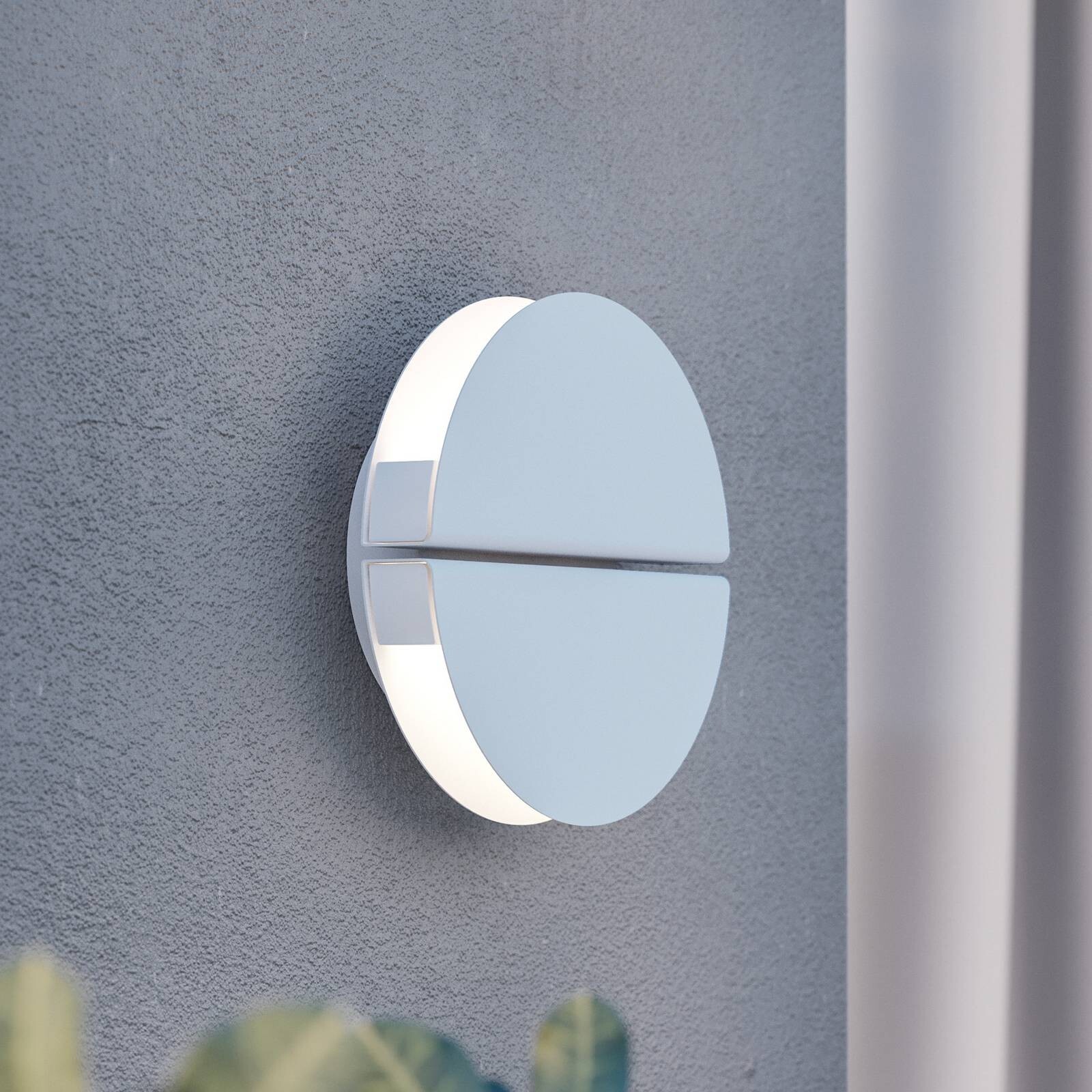 LED vonkajšie nástenné svietidlo Vascella, biela, Ø 18 cm, kov