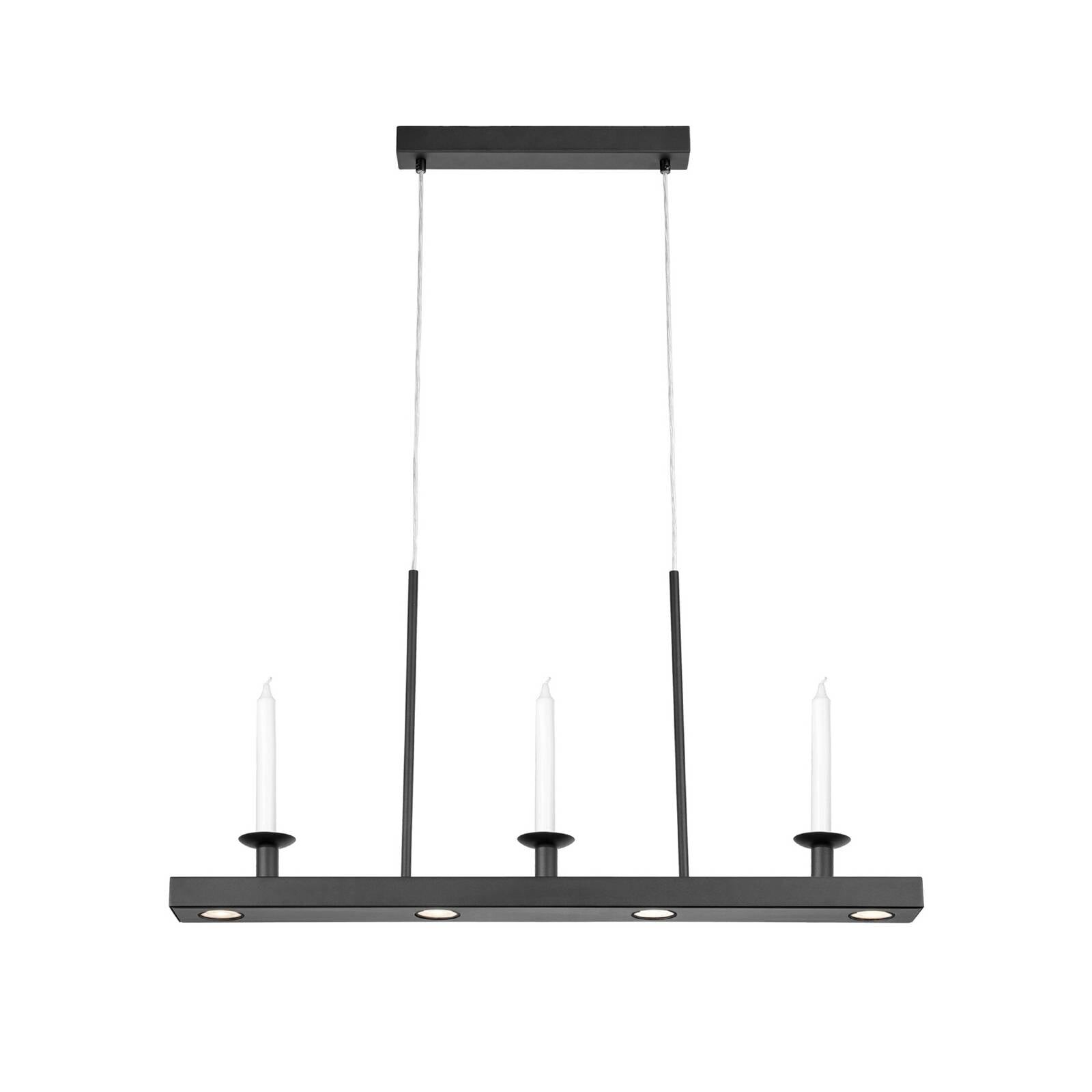 LED závesné svietidlo Dining, čierne, dĺžka 82 cm, železo, stmievateľné.