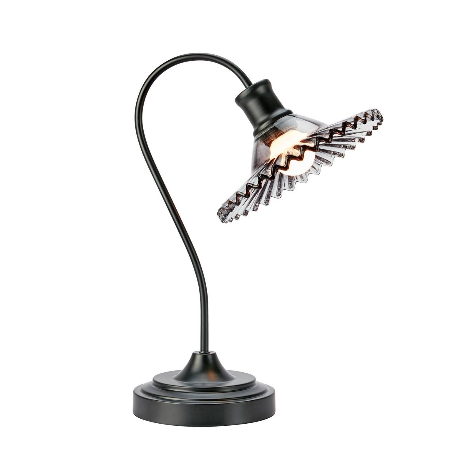 Stolová lampa Nova, čierna, dymové sklo, výška 41,5 cm, E27