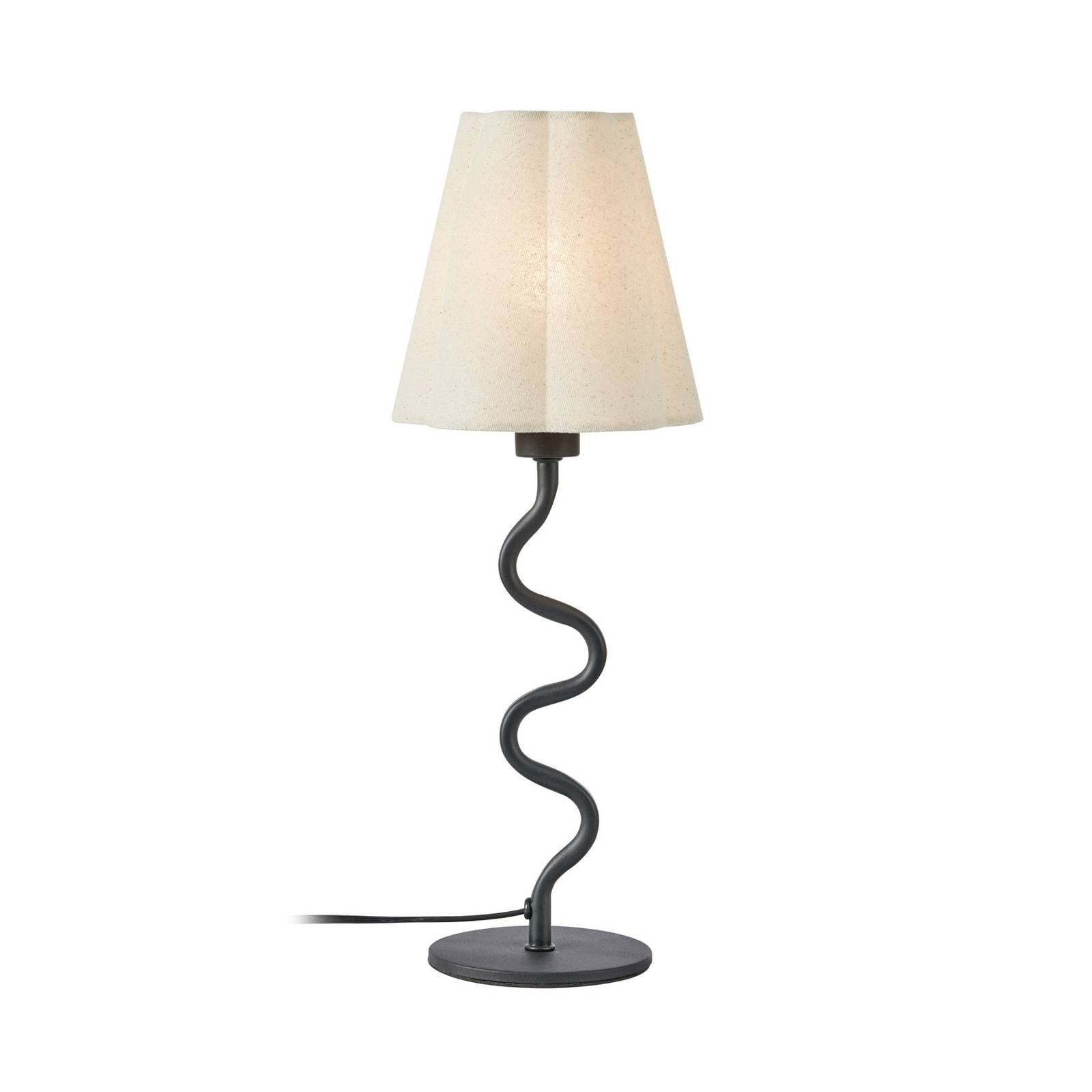 Stolová lampa Veya, čierna/béžová, ľan, výška 41 cm, E14