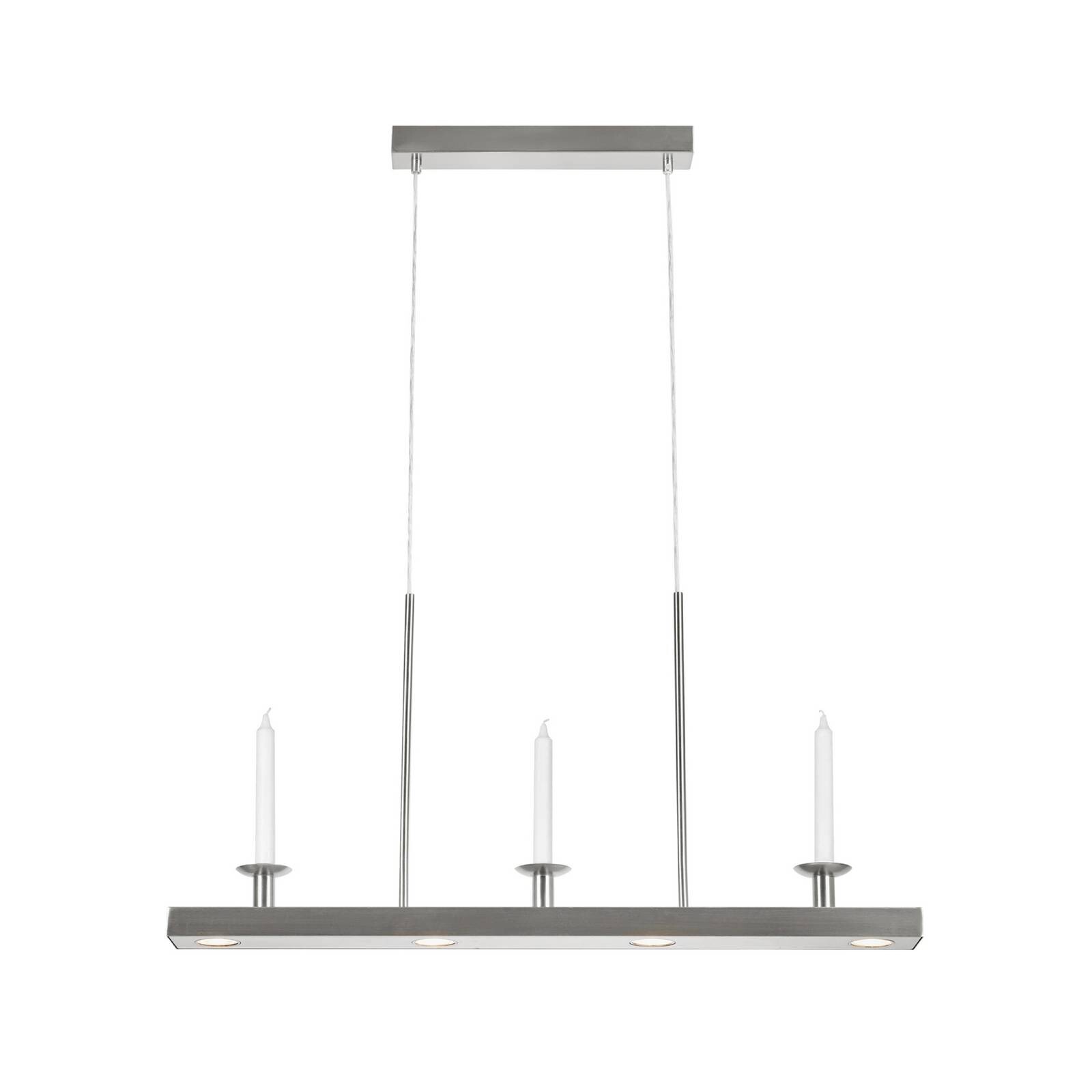 LED závesné svietidlo Dining, nikel, železo, dĺžka 82 cm, stmievateľné.