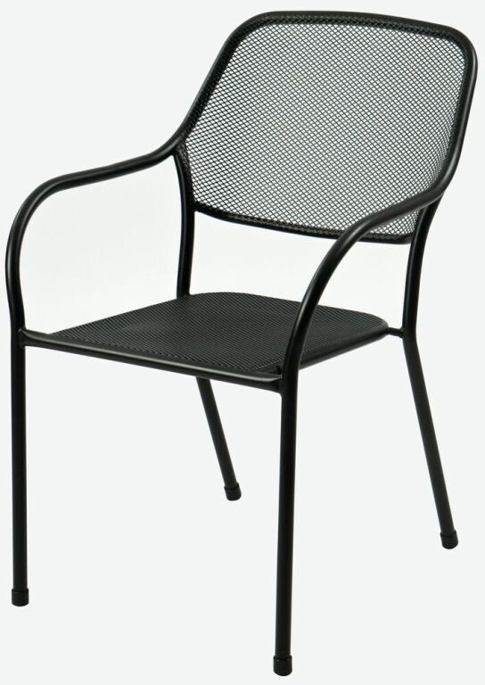 Kovové záhradné kreslo čierne, stohovateľné, 55x66x84 cm