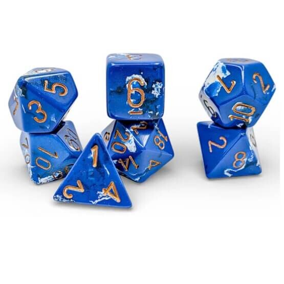 Chessex Súprava kociek Brush Polyhedral Wavebreak/gold - 7 kusov