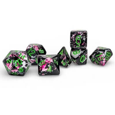 Chessex Súprava kociek Brush Polyhedral Paintball/green - 7 kusov