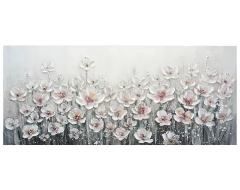 Ručne maľovaný obraz Biele kvety 140x60 cm, olejomaľba%
