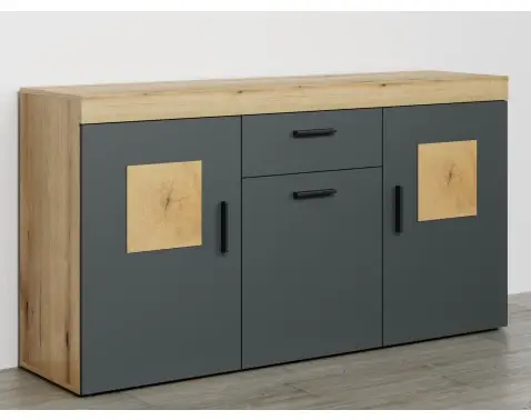 Komoda so šuplíkom Tyler 160 cm, antracit/dub evoke%