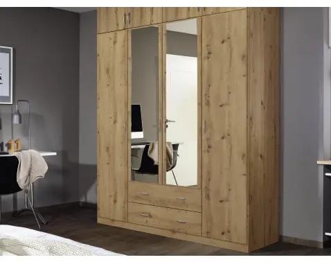 Šatníková skriňa so zrkadlom Case, 181 cm, dub artisan%