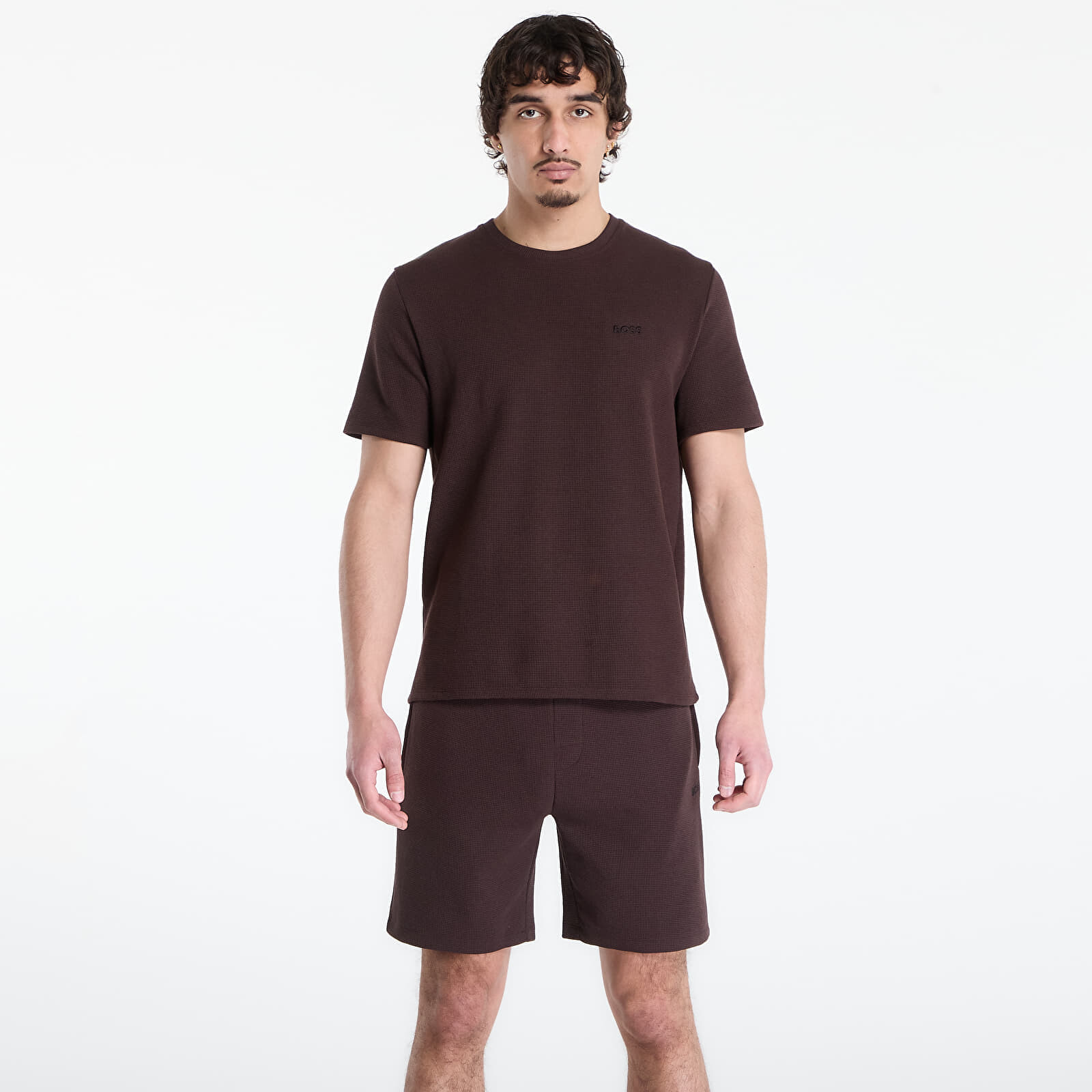 Tričko Hugo Boss Pyjama T-Shirt With Embroidered Logo Dark Brown S