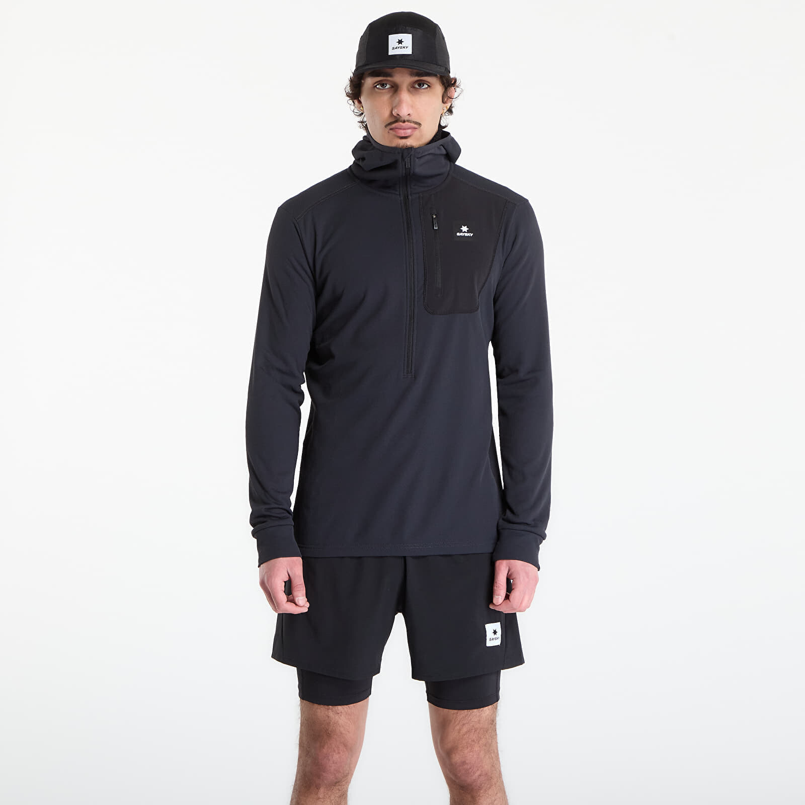 Mikina SAYSKY Combat Half Zip Fleece Hoodie Black M